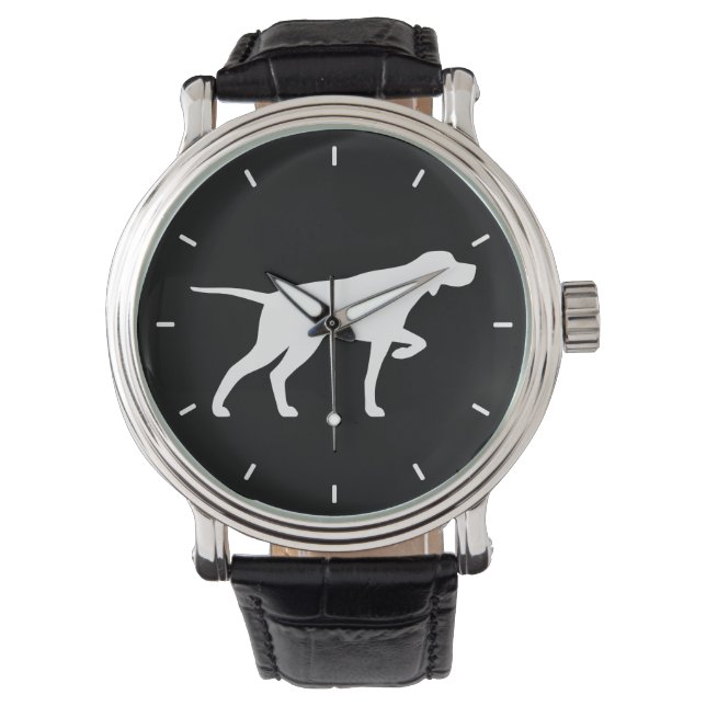 Reloj de pulsera con silueta de perro pointer (Anverso)