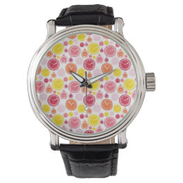 Reloj de pulsera con una cara colorida con tema de