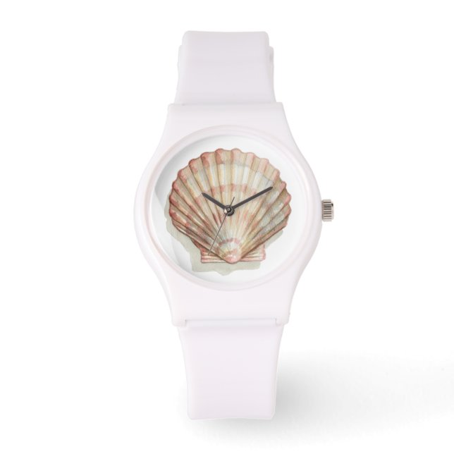 Reloj De Pulsera Concha de mar rosa y crema (Anverso)
