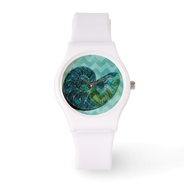 Reloj De Pulsera Concha espiral turquesa (Anverso)