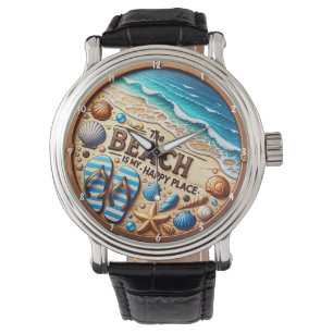 Reloj De Pulsera Conchas Decorativas de Tema Playero y Diseño de Ar