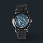 Reloj De Pulsera Conchas marinas sobre azul oscuro<br><div class="desc">Patrón vectorial de tracción manual con conchas marinas</div>