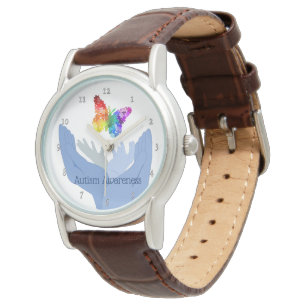 Reloj De Pulsera Conciencia del autismo que lanza una mariposa