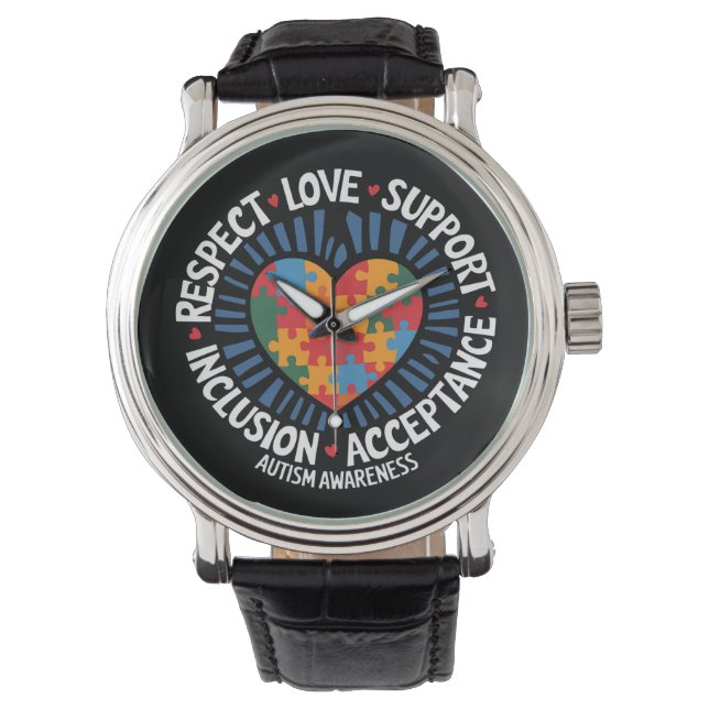 Reloj De Pulsera Conciencia del autismo Respeto autista Apoyo al am (Anverso)