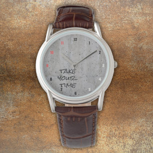 Reloj De Pulsera Concreto moderno, negro, blanco, rojo