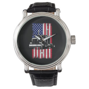 Reloj De Pulsera Conductor de camiones Camión Bandera Americana