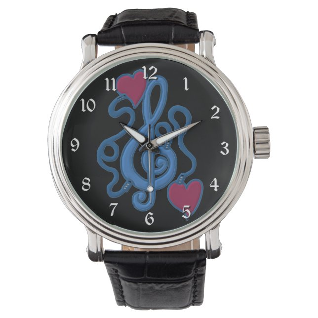Reloj De Pulsera Conectado A La Música Nota Azul Observador De Escr (Anverso)