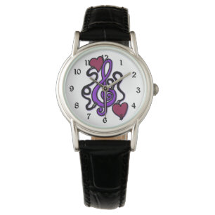 Reloj De Pulsera Conectado A Music Purple Note Writing Watch