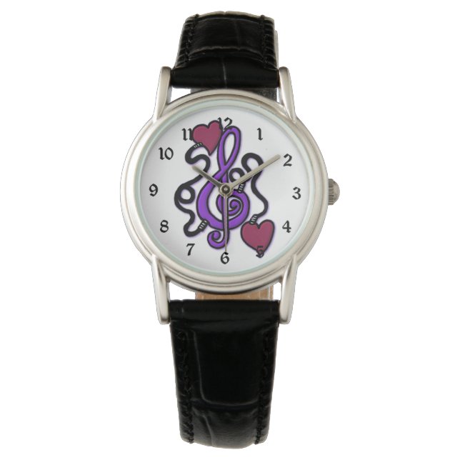 Reloj De Pulsera Conectado A Music Purple Note Writing Watch (Anverso)