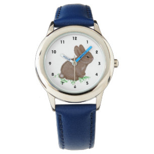 Reloj De Pulsera Conejito adorable del bosque en trébol