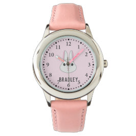 Reloj De Pulsera Conejito blanco fino en rosa