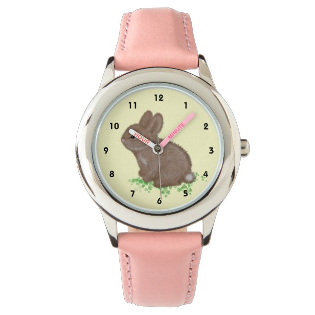 Reloj De Pulsera Conejito de Woodland en Parche Clover (Anverso)