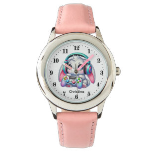 Reloj De Pulsera Conejito gamer adorable agregar nombre