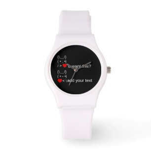 Reloj De Pulsera ¿conejito quieres esto? / Personalizable ASCII Tex