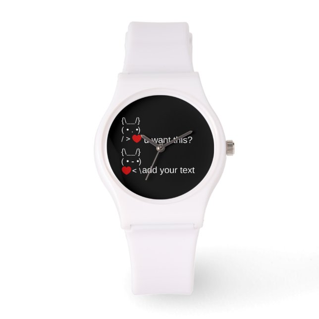 Reloj De Pulsera ¿conejito quieres esto? / Personalizable ASCII Tex (Anverso)