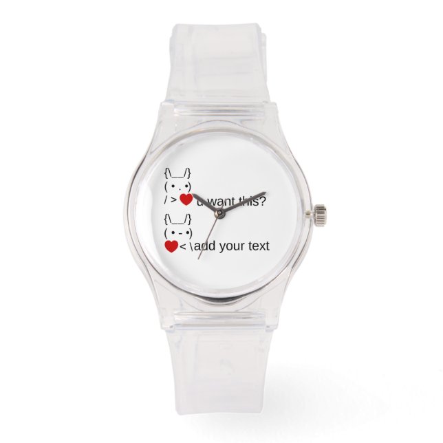 Reloj De Pulsera ¿conejito quieres esto? / Personalizable ASCII Tex (Anverso)