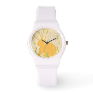 Reloj De Pulsera Conejo amarillo y hierba verde de Chariklia Zarris