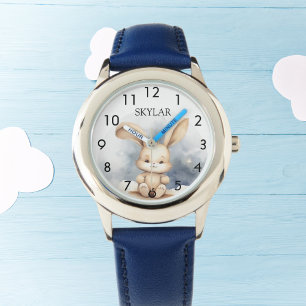 Reloj De Pulsera Conejo bebé beige azul cielo vivero