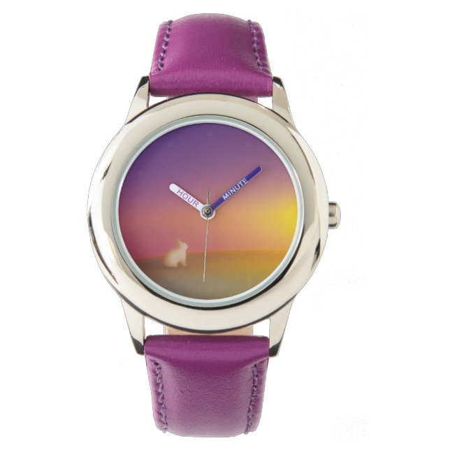 Reloj De Pulsera Conejo conejo blanco lindo en la colina de Grassy  (Anverso)