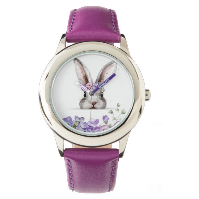 Reloj De Pulsera "Conejo conejo conejo morado" vigilancia infantil (Anverso)