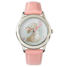 Reloj De Pulsera Conejo Cuidadoso Y Mariposa