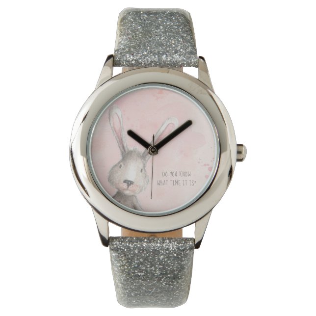 Reloj De Pulsera Conejo de Bunny acuarela ¿Qué Hora Es? (Anverso)