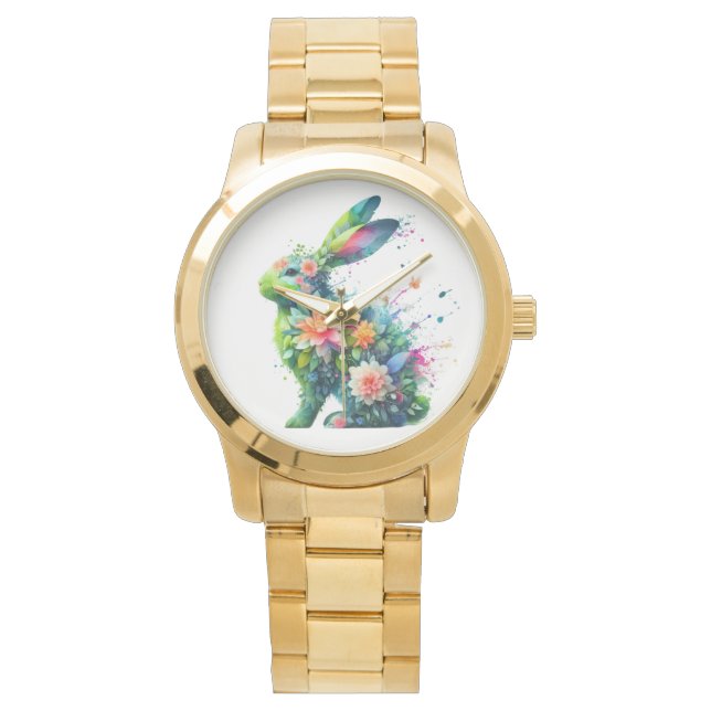 Reloj De Pulsera Conejo de conejo con energía eléctrica de flores (Anverso)