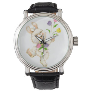 Reloj De Pulsera Conejo de Pascua con personalizado de flores