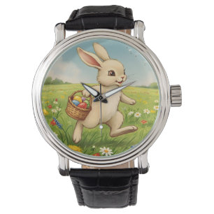 Reloj De Pulsera Conejo de Pascua de prado primaveral vintage