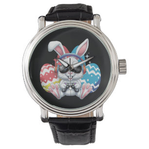 Reloj De Pulsera Conejo de Pascua Feliz Juegos de Conejo Jugador de