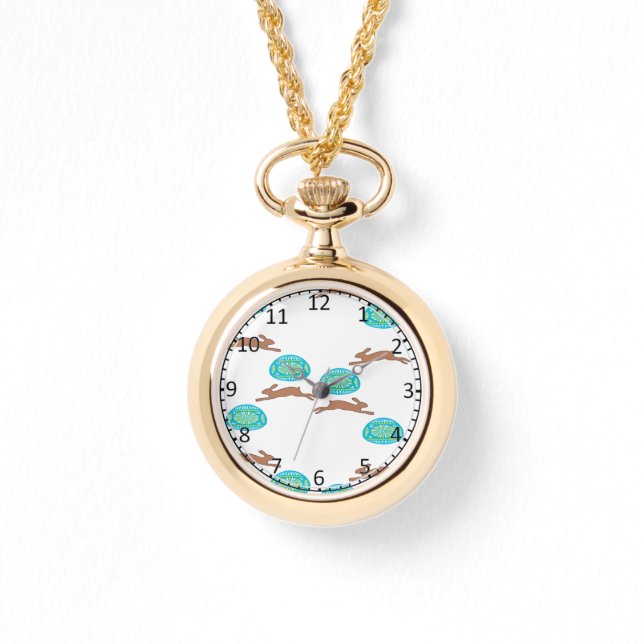 Reloj De Pulsera conejo de Pascua y huevos en blanco (Anverso)
