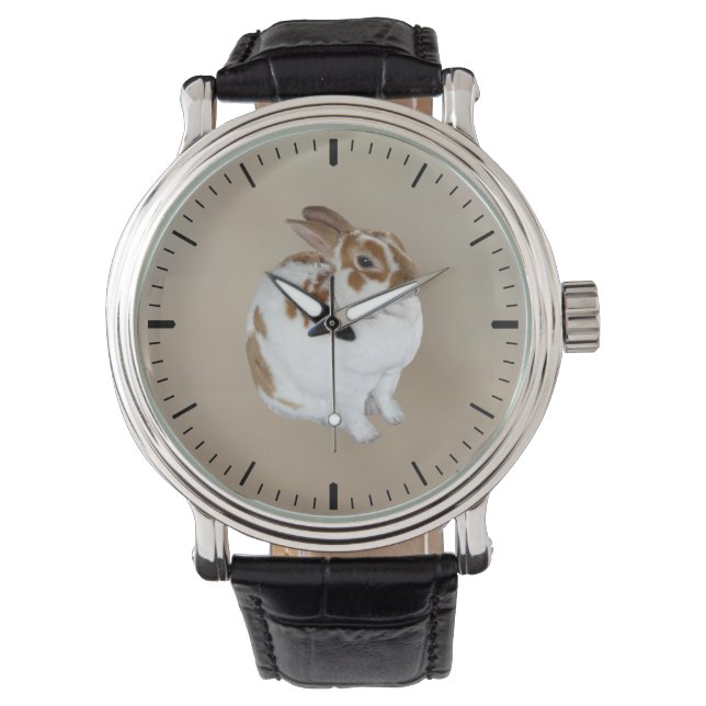 Reloj De Pulsera Conejo de Rex Marrón y Blanco (Anverso)