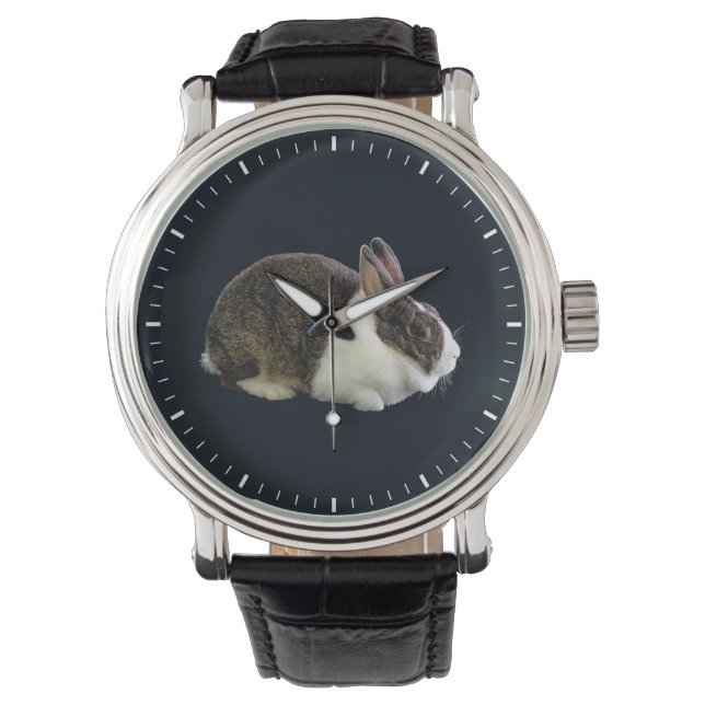 Reloj De Pulsera Conejo holandés marrón y blanco (Anverso)