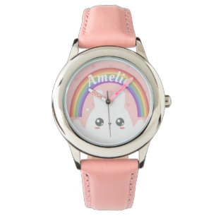 Reloj De Pulsera Conejo kawaii y arcoiris personalizados