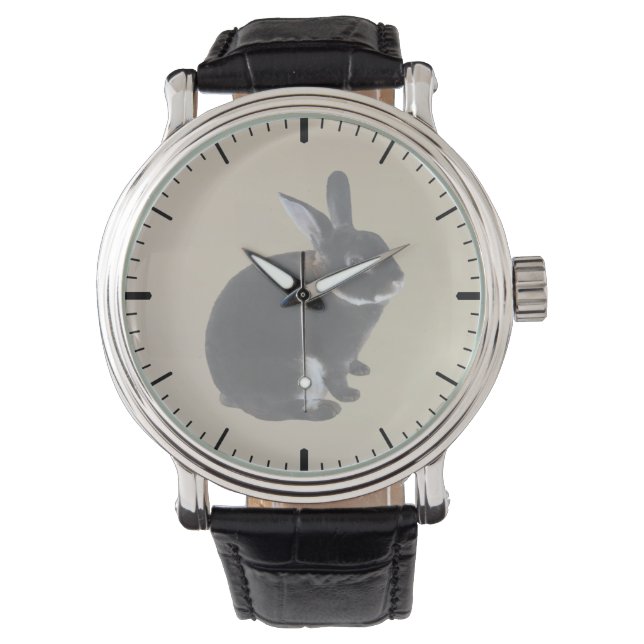 Reloj De Pulsera Conejo minicátrico blanco y marrón oscuro (Anverso)