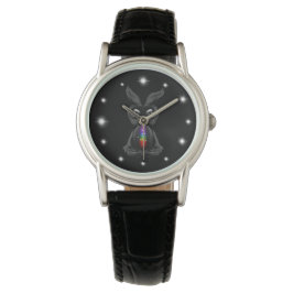 Reloj De Pulsera Conejo negro lindo con alma arcoiris chakra