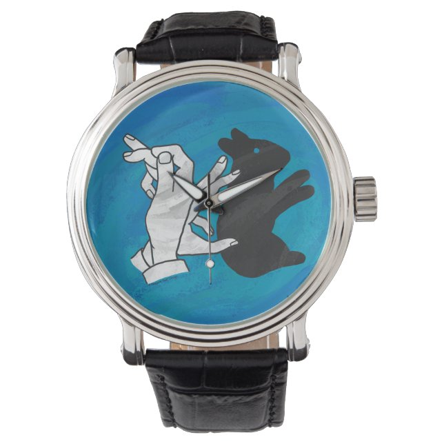 Reloj De Pulsera Conejo Sombra En Azul (Anverso)