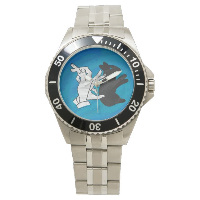 Reloj De Pulsera Conejo Sombra En Azul (Anverso)