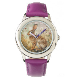 Reloj De Pulsera Conejo Vintage,Flores Jardín,Arte Cuadros