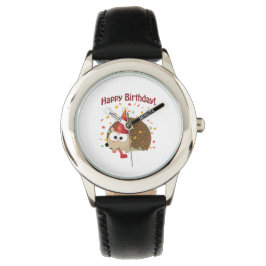 Reloj De Pulsera Confetti Happy Birthday Hedgehog