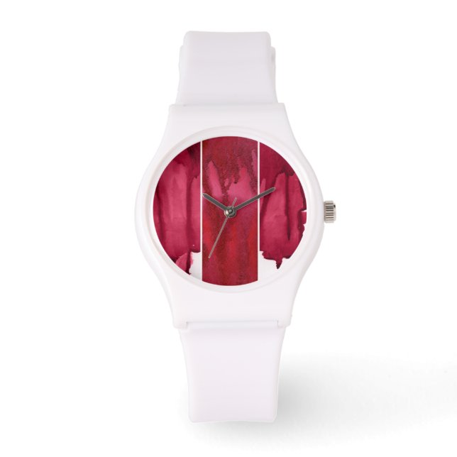 Reloj De Pulsera Conjunto de acuarelas rojas abstractas pintadas a  (Anverso)
