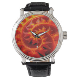 Reloj De Pulsera Conjunto de Mandelbrot dorado con acentos de helec