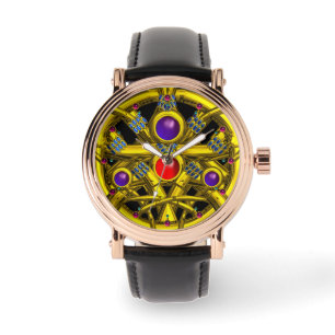 RELOJ DE PULSERA CONOCIMIENTOS CELÁTICOS DE ORO ABSTRACTO CON GEMST
