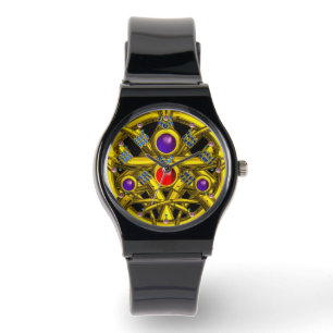 RELOJ DE PULSERA CONOCIMIENTOS CELÁTICOS DE ORO ABSTRACTO CON GEMST