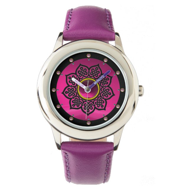 RELOJ DE PULSERA CONOCIMIENTOS CELÁTICOS FLORES PURPLE AMETYST GEMS (Anverso)