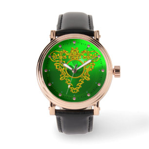 RELOJ DE PULSERA CONOCIMIENTOS DE ORO VERDE EMERALD SHAMROCK Y CELT