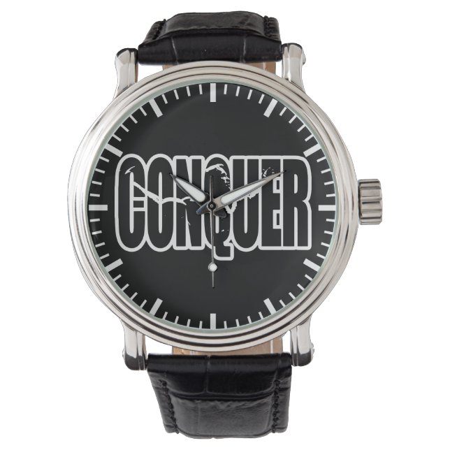 Reloj De Pulsera CONQUER (Motivación de la construcción del cuerpo) (Anverso)
