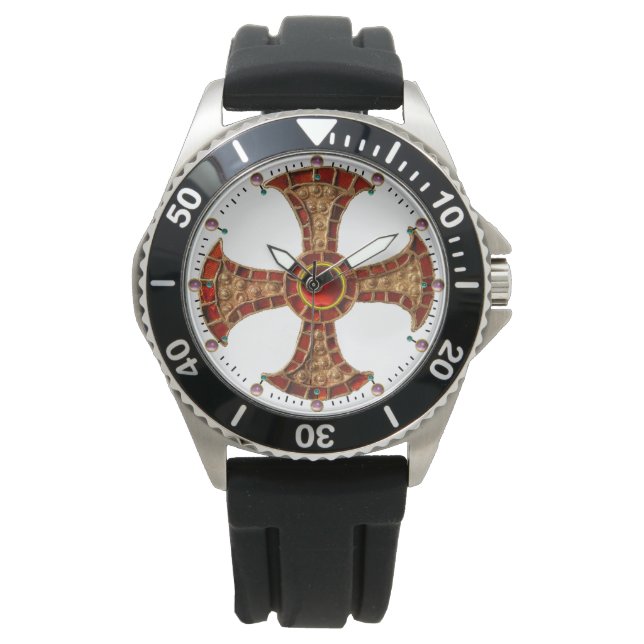 Reloj De Pulsera CONSECUCIÓN ANTIGUA CROSS Red Ruby Gemstones (Anverso)