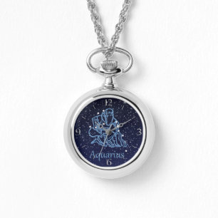 Reloj De Pulsera Constelación acuario y Rótulo zodiaco con estrella