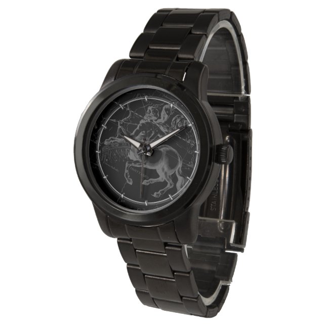 Reloj De Pulsera Constelación de Sagitario Mapa Hevelius en negro (Angular)
